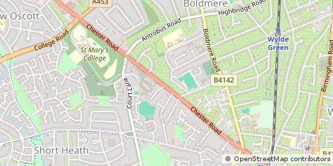 Map of Sutton Coldfield, West Midlands