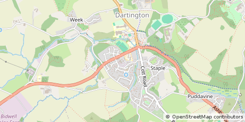 Map of Dartington, Devon