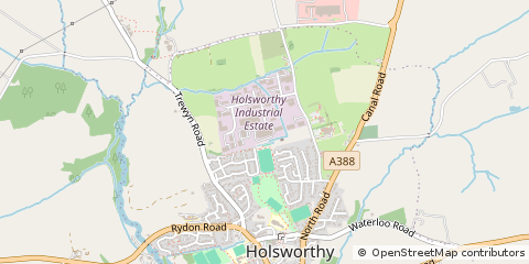 Map of Holsworthy, Devon
