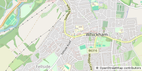 Map of Whickham, Tyne & Wear