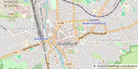 Map of Guildford, Surrey