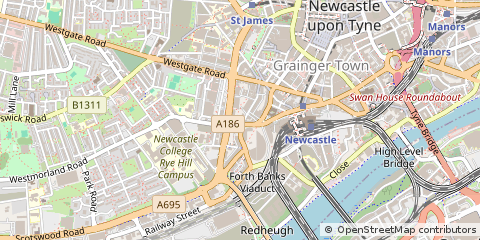 Map of Newcastle Upon Tyne, Tyne and Wear