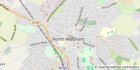 Map of North Walsham, Norfolk