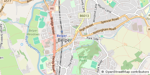 Map of Belper, Derbyshire