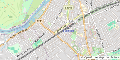 Map of Surbiton, Surrey