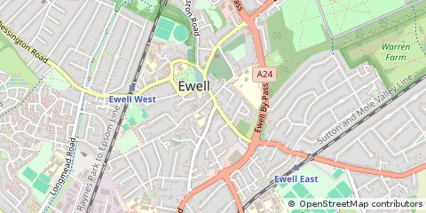 Map of Epsom, Surrey
