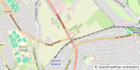 Map of Epsom, Surrey