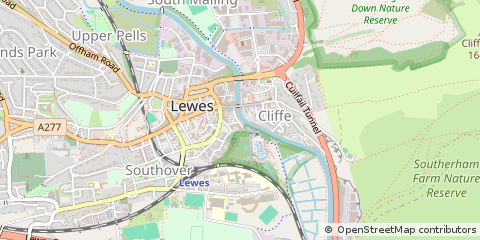 Map of Lewes, East Sussex