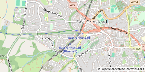 Map of East Grinstead, West Sussex
