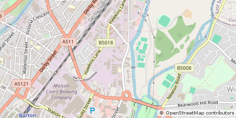 Map of Burton-on-Trent, Staffordshire