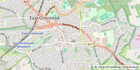 Map of East Grinstead, West Sussex