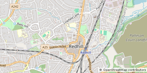 Map of Redhill, Surrey