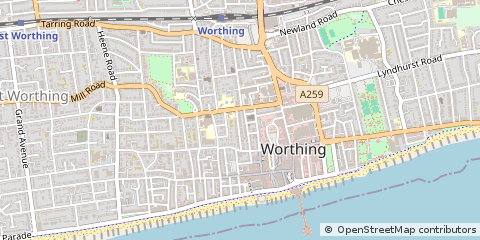 Map of Worthing, West Sussex