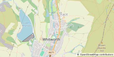 Map of Whitworth, Lancashire