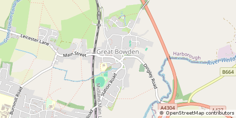 Map of Market Harborough, Leicestershire