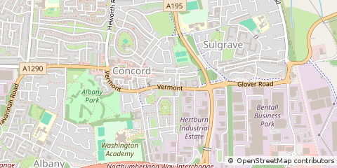 Map of Washington, Tyne & Wear