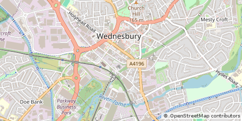 Map of Wednesbury, West Midlands