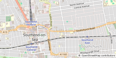 Map of Southend on SEA, Essex