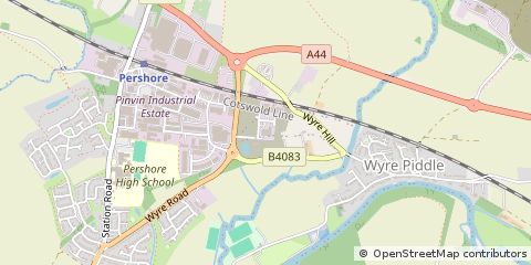 Map of Pershore, Worcestershire