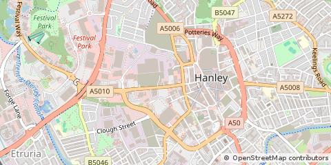 Map of Stoke on Trent, Staffordshire
