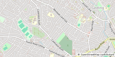 Map of Nottingham, Nottinghamshire