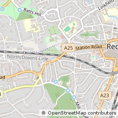 Map of Redhill, Surrey