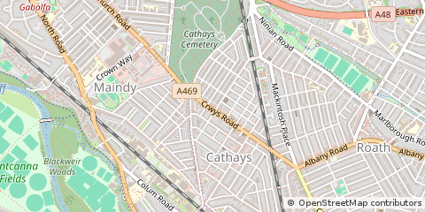 Map of Cardiff, South Glamorgan
