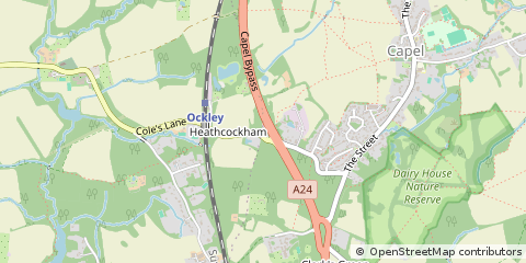 Map of Dorking, Surrey