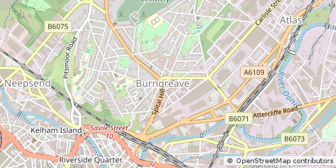 Map of Sheffield, Yorkshire