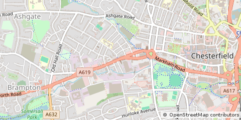 Map of Chesterfield, Derbyshire