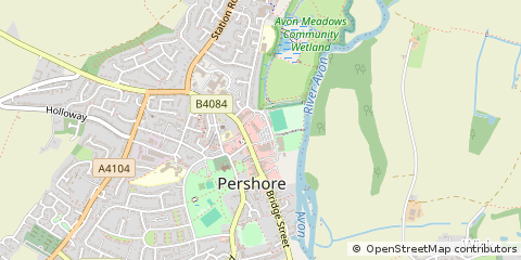 Map of Pershore, Worcestershire