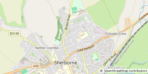 Map of Sherborne, Dorset