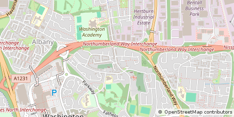 Map of Washington, Tyne and Wear