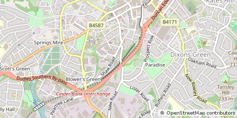 Map of Dudley, West Midlands