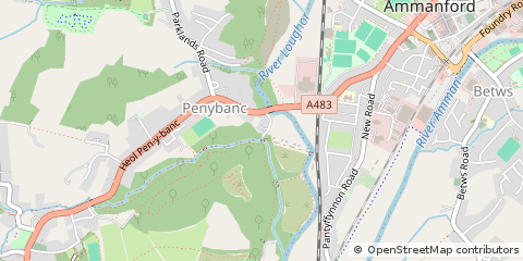 Map of Ammanford, Carmarthenshire