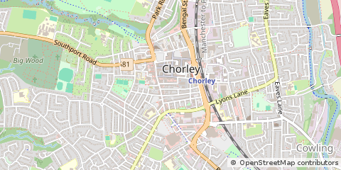 Map of Chorley, Lancashire