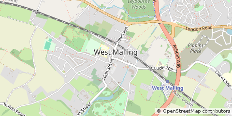 Map of West Malling, Kent