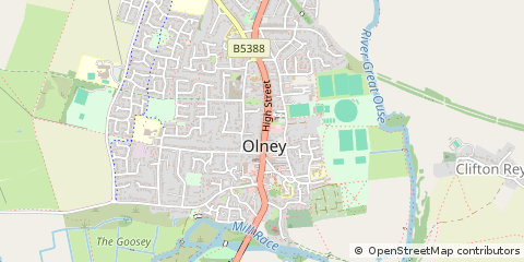 Map of Olney, Buckinghamshire