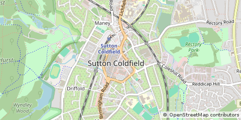 Map of Sutton Coldfield, West Midlands