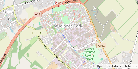 Map of Studlands Park Avenue, Newmarket, Suffolk