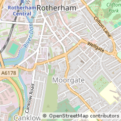 Map of Rotherham, South Yorkshire