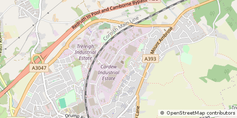 Map of Redruth, Cornwall