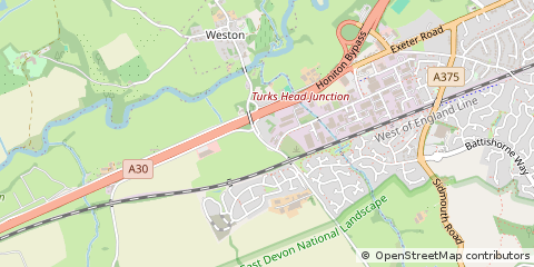 Map of Honiton, Devon