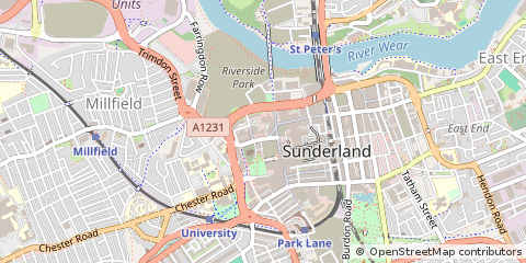 Map of Sunderland, Tyne and Wear