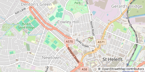 Map of ST Helens, Merseyside