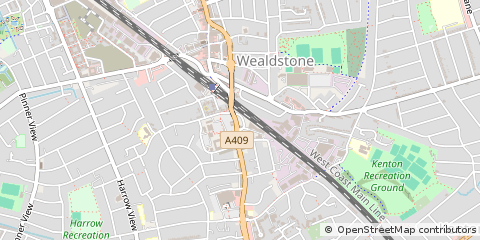 Map of Harrow, Middlesex