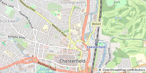 Map of Chesterfield, Derbyshire