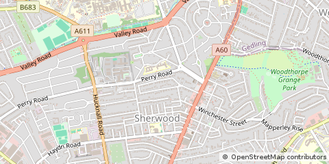 Map of Sherwood, Nottingham