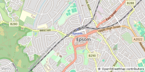 Map of Epsom, Surrey
