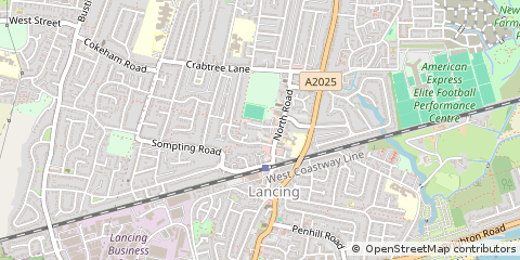 Map of Lancing, West Sussex